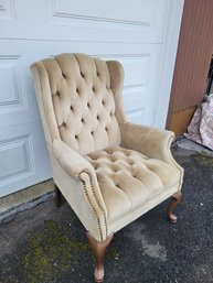 Pearlescent Velour, Brass Tack Tufted Wingback Chair #1 Of 2