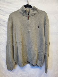 Polo By Ralph Lauren Gray Quarter Zip Cotton Knit Sweater Men's Size XL (tote 1)