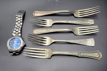 Various Manufacturers - Set Of 5 Old Silver Plate Forks