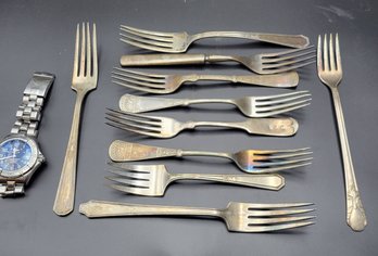 WM Rogers Group Of 10 Silver Plated Forks.