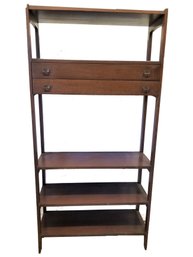 1960's Mid-century Modern Wood Bookcase With Two Drawers