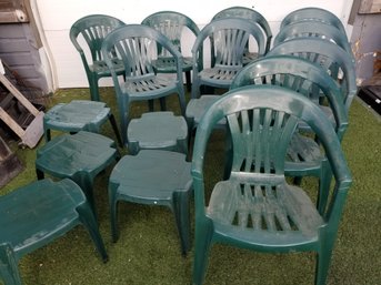 Garden Chairs And Tables Green Plastic