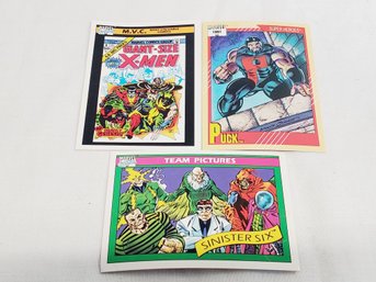 Trio Of Vintage 1990 & 1991 Marvel Collectible Trading Cards - X-Men, Sinister Six & Puck