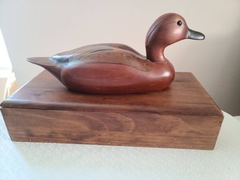 Vintage Wood Decoy Duck And Wood Box