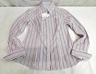 NEW Women's Petite Banana Republic Double Cuff Striped Button Down Shirt Size 0 Petite