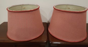 Pair Of Red Gingham Lamp Shades