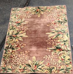 Hand Tufted Wool Brown/green 'leaves' Rug