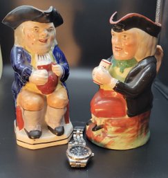 Antique Toby Jugs.  Look At This Fine Couple