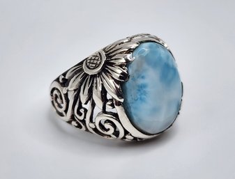 Bali, Larimar Ring In Sterling