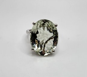 Prasiolite Ring In Platinum Over Sterling