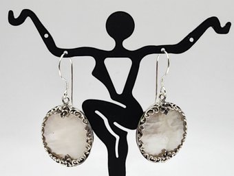 Bali, Mother Of Pearl Floral Earrings In Sterling