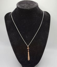 Italian 14k Rose Gold Over Sterling Cross & Tassel Necklace