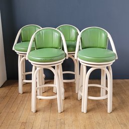 Set 4 Original 60s Bentwood Swivel Stools