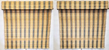 Vintage MCM Pair Of Graber Earth Tone Woven Fabric & Wood Window Shades 42'W X 43'L