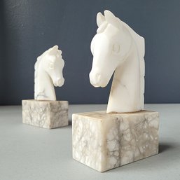 Pair Mid Century Italian Alabaster Handcarved Bookends