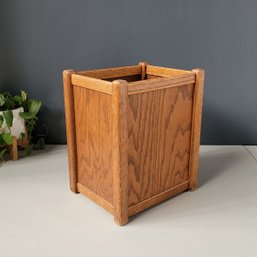 Mid Century Solid Wood Waste Basket