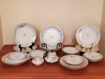 Assortment Of D & C France Limoges Hand Painted Porcelain Monogrammed S Dinnerware