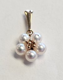 14K Yellow Gold Pearl Flower/Cluster Pendant