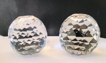 'SORREL' Cut Crystal Cylindrical Paperweights