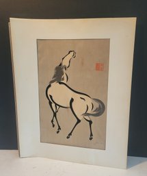 Signed Horse Print.  Matting Included But Needs To Be Framed..        - - - -          -       - Loc:BS2