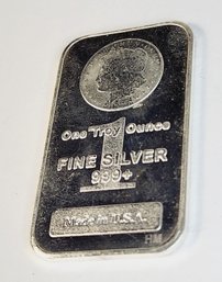 .999 Pure Silver 1 Oz Bar HM Mint With Morgan Dollar Stamped  On It