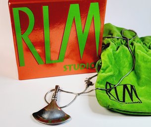 RLM Studio - Sterling Silver Fan Pendant With  Silver Rolo Link Chain In Original Box