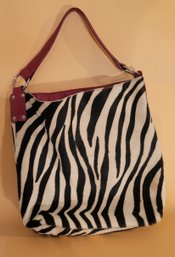 Maurizio Taiuti Of Italy Leather Handbag With Faux Zebra Exterior.   -       -         -        - Loc: Closet