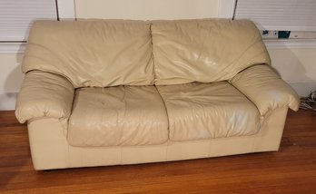 Off White Leather Sofa / Loveseat. -