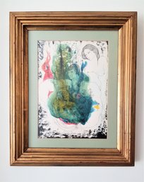 Vintage Framed Abstract Watercolor With Nude Couple - Signed By Artist