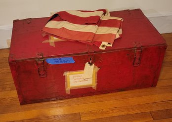 WWII Bettinger Trunk From Colonel Philip B Melody And His Personal Flag.