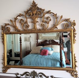 Impressive Ornate Carved Gilt Wood Mirror _looks Great Over Any Bureau Or Console