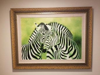 Zebras Art Print On Canvas Signed By Andrew Bone & Numbered 11/375