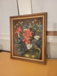 Flowers - Framed Oil On Canvass