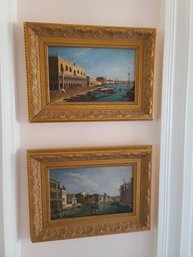 A Pair Of  Beautifully Framed Paintings Of Venice By Italian Artist C. Enrico