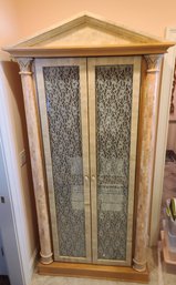 Wow!! Two Grecian Or Roman Style Columns Drape This Modern Marble Armoire With Glass Shelving &  Lighting