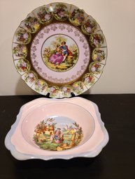 Antique? English Porcelain Lancaster And Sandland Bowl And Plate