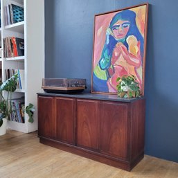 60s Slate Top Walnut Record Cabinet