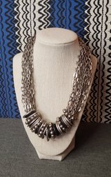 Unique Bulky Fashion Silvertone Necklace