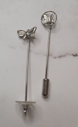 Pair Of Silvertone Stick Pins