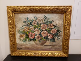 Elegant Floral Still-Life Oil Painting, Signed