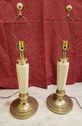 Pair Of Vintage Stiffel Hollywood Brass Lamps