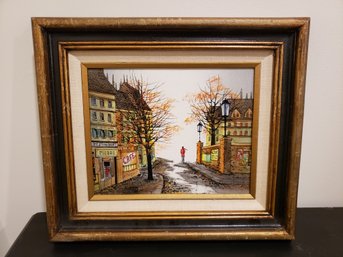 Vintage Painting Of A French Street Scene Signed L. Ryan