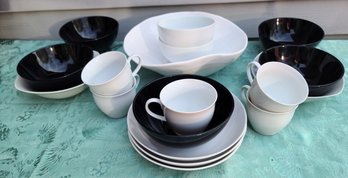 Group Of Black & White Dinnerware