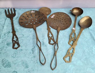 Vintage Brass Cooking Utensils