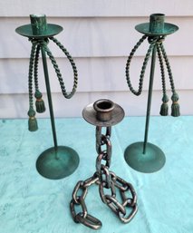 Trio Of Metal Candle Holders
