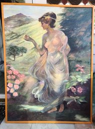 Vintage Nude Painting Of Woman In Garden, Signed Potolsky