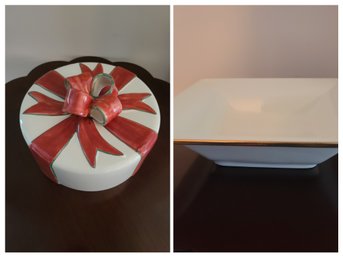 White Bowl And  Ceramic Present Plate Cover