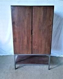 Vintage Contemporary Walnut  Armoire Wardrobe Cabinet