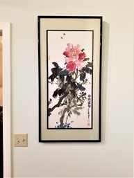 Framed Signed Chinese Watercolor Large Wall Scroll