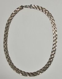 Sterling Silver Braided Herringbone Necklace